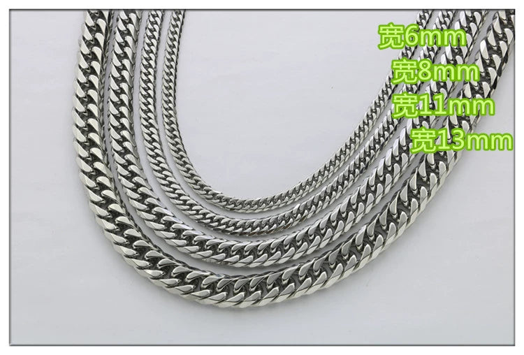 Fashion Thick Wide Double Duckle Weave Six-face Grinding Stainless Steel Men And Women Necklace Jewelry Chain Hot Sale - Velora
