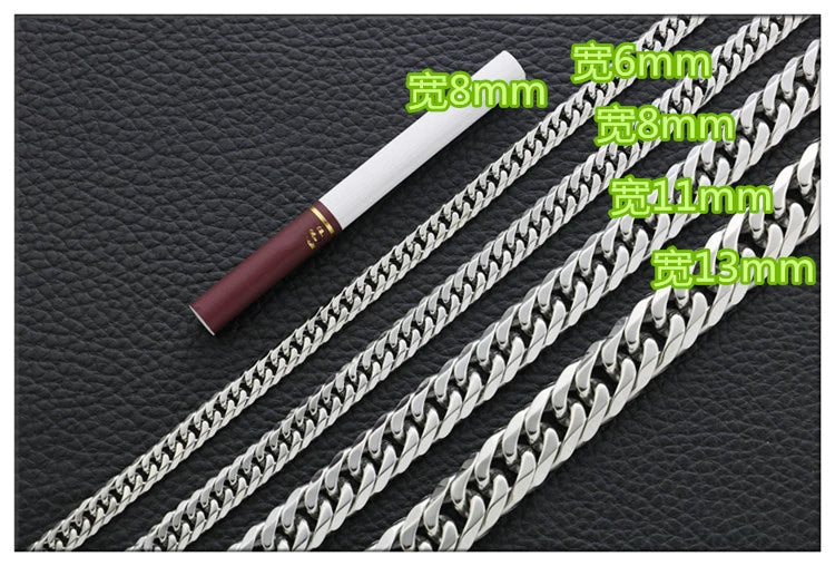 Fashion Thick Wide Double Duckle Weave Six-face Grinding Stainless Steel Men And Women Necklace Jewelry Chain Hot Sale - Velora