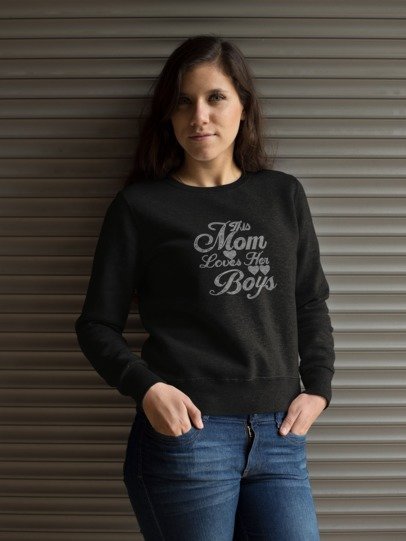 This Mom Loves Her Boys Rhinestone Shirt – Proud Boy Mom Sparkle Bling Tee | Blingdazzel