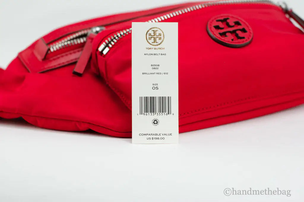 Tory Burch (82508) Medium Brilliant Red Nylon Adjustable Belt Bag Fanny Pack - Velora Luxury Fashion