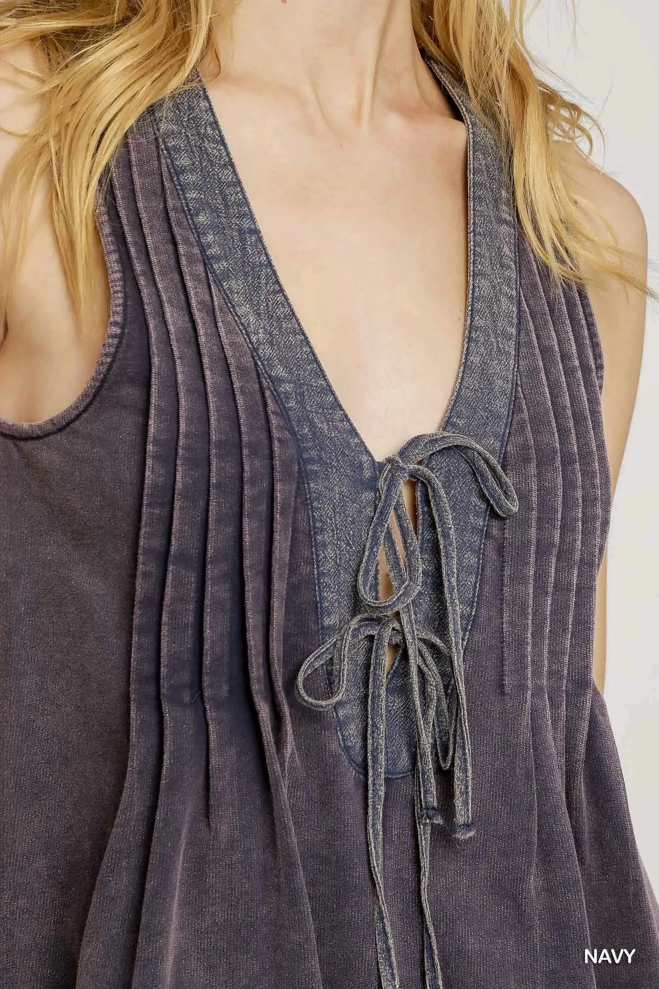 Umgee Tie Front Sleeveless Romper - Velora Luxury Fashion