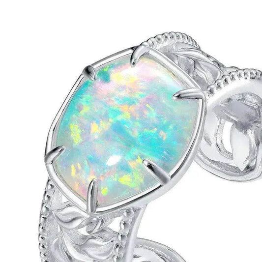 Geometric Opal Sterling Silver Ring