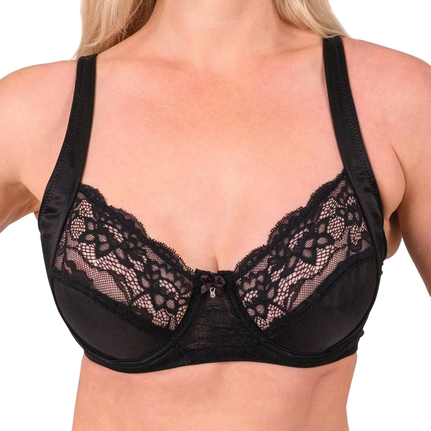 Lace-Trim Full-Coverage Support Bra – Breathable, Elegant & Underwire Everyday Lingerie (Black, Skin, White) - Velora