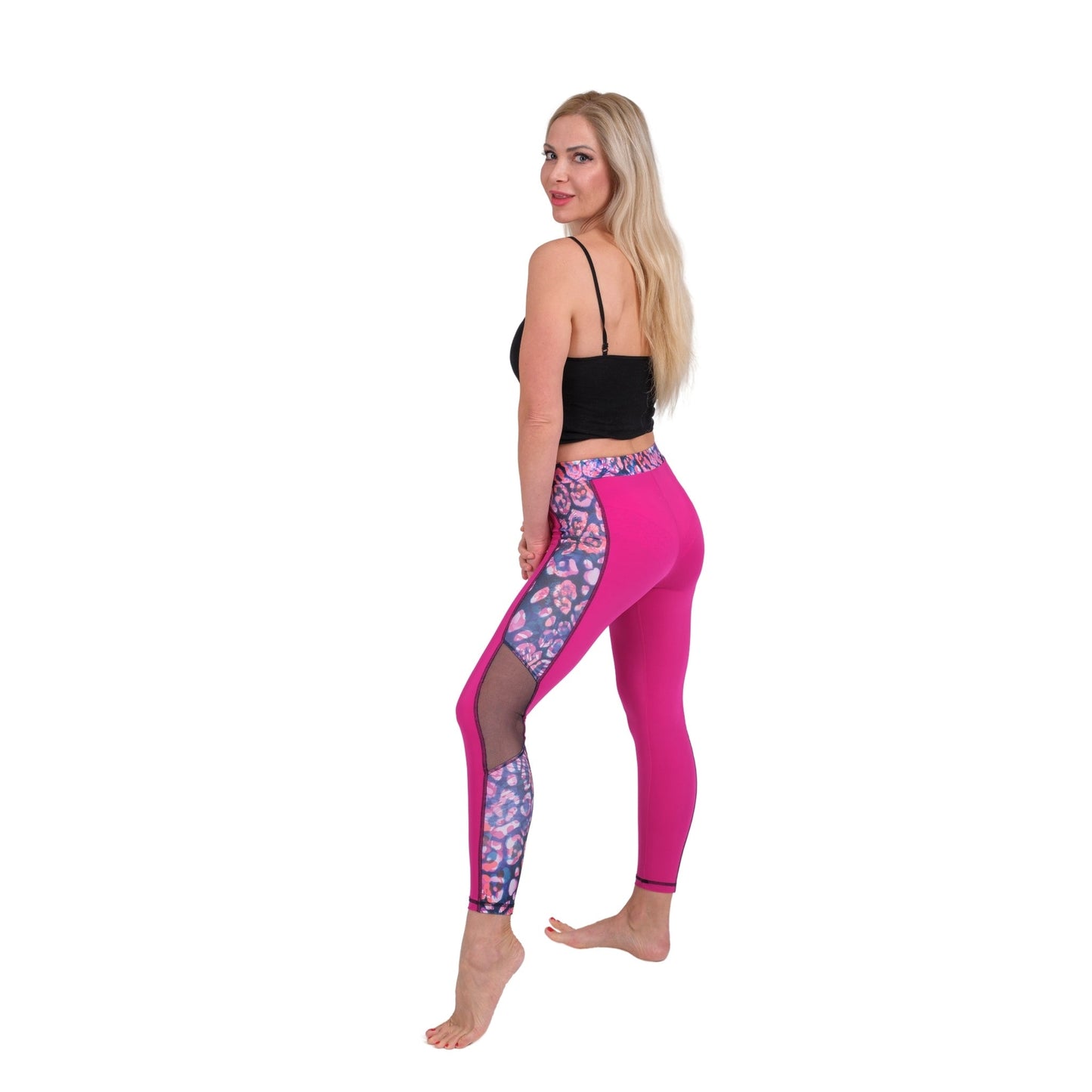 High Waist Leopard-Print Mesh Leggings – Women’s Athletic Stretch Fit Pants - Velora