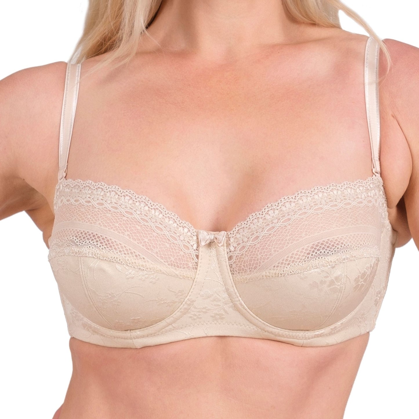 Women’s Lace Underwire Bra – Full-Coverage, Adjustable Straps & Breathable Floral Lingerie (Black, White, Nude) - Velora