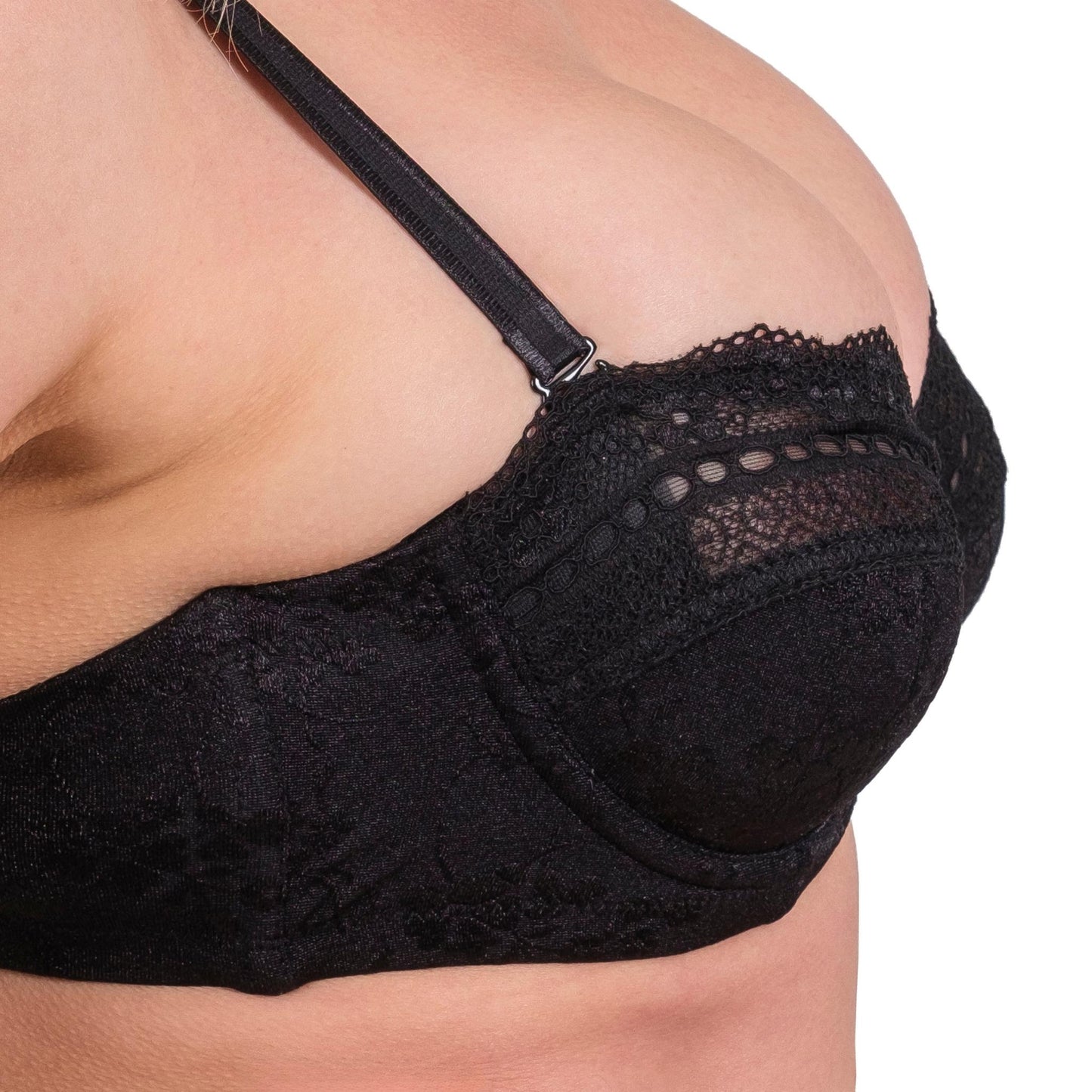 Women’s Lace Underwire Bra – Full-Coverage, Adjustable Straps & Breathable Floral Lingerie (Black, White, Nude) - Velora