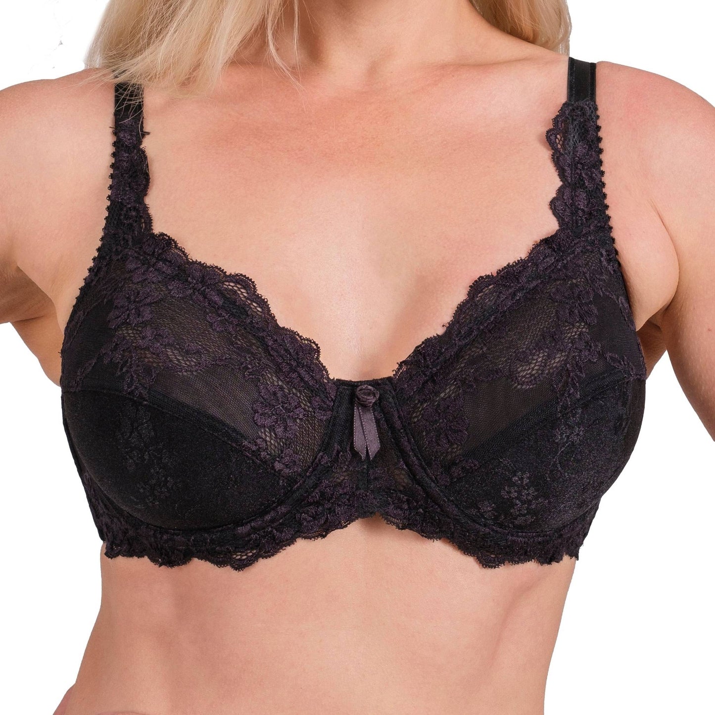 Lace Full-Coverage Underwire Bra – Adjustable Straps, Breathable Fabric & Elegant Everyday Support (White, Skin, Black) - Velora