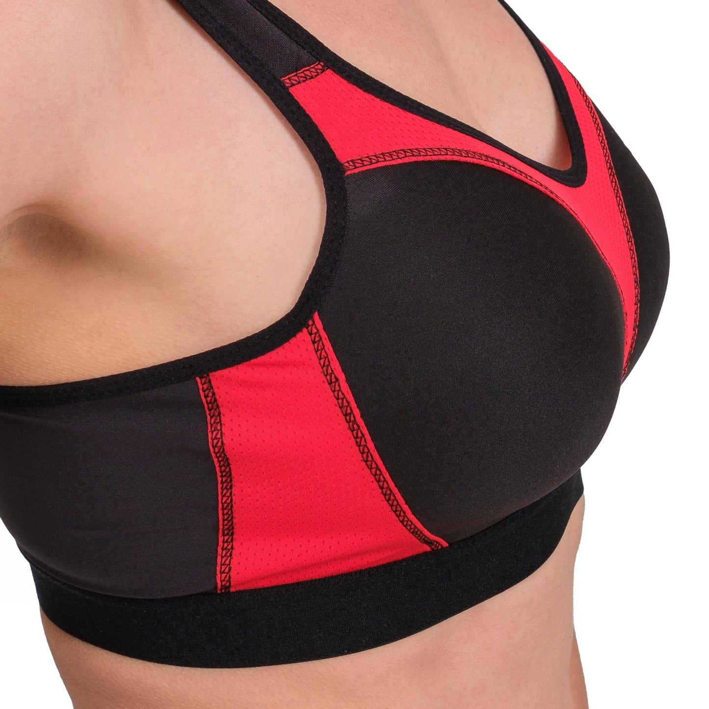 Women’s High-Impact Sports Bra – Breathable Mesh & Supportive Fit (Red, Black, Navy, White) - Velora