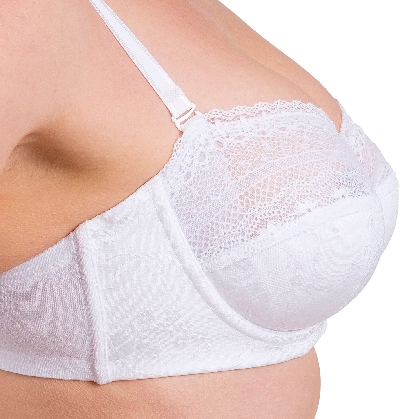 Women’s Lace Underwire Bra – Full-Coverage, Adjustable Straps & Breathable Floral Lingerie (Black, White, Nude) - Velora