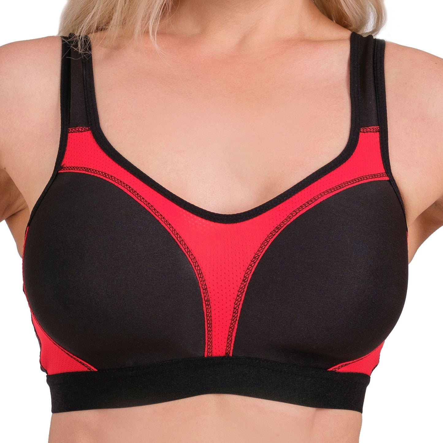 Women’s High-Impact Sports Bra – Breathable Mesh & Supportive Fit (Red, Black, Navy, White) - Velora