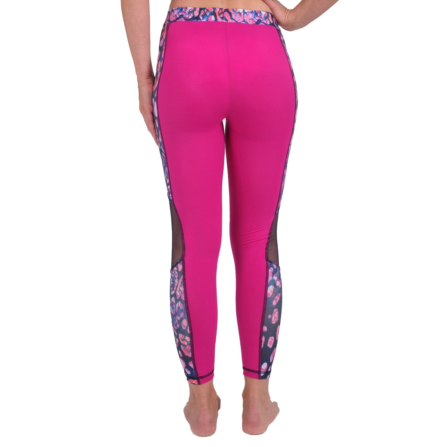 High Waist Leopard-Print Mesh Leggings – Women’s Athletic Stretch Fit Pants - Velora