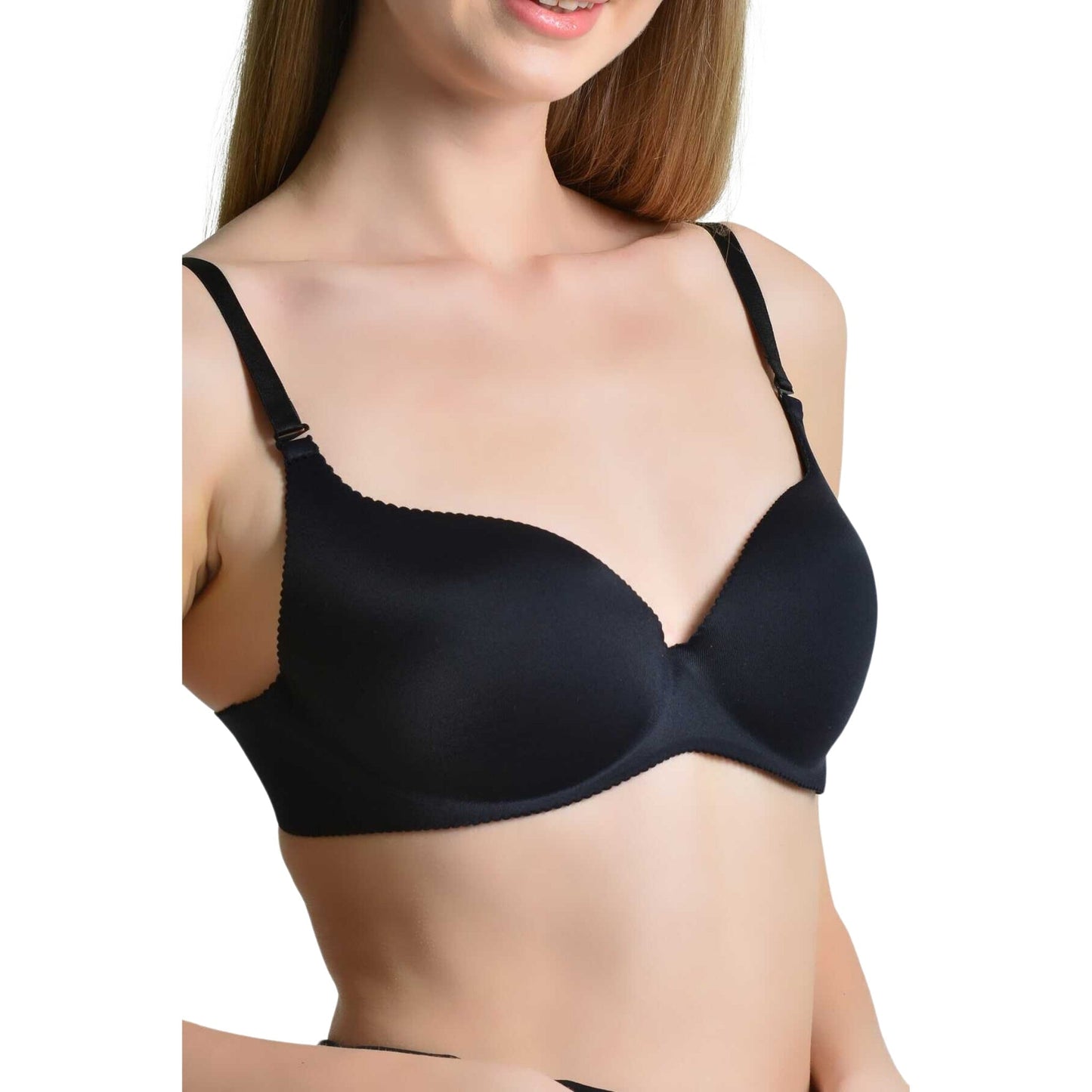 Seamless Everyday T-Shirt Bra – Invisible Under Clothing, Ultra Soft & Stretchy (Black, Mink & Skin) - Velora