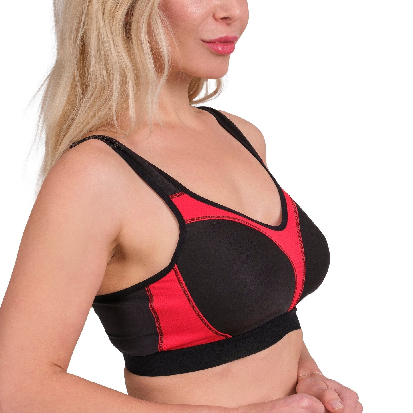 Women’s High-Impact Sports Bra – Breathable Mesh & Supportive Fit (Red, Black, Navy, White) - Velora