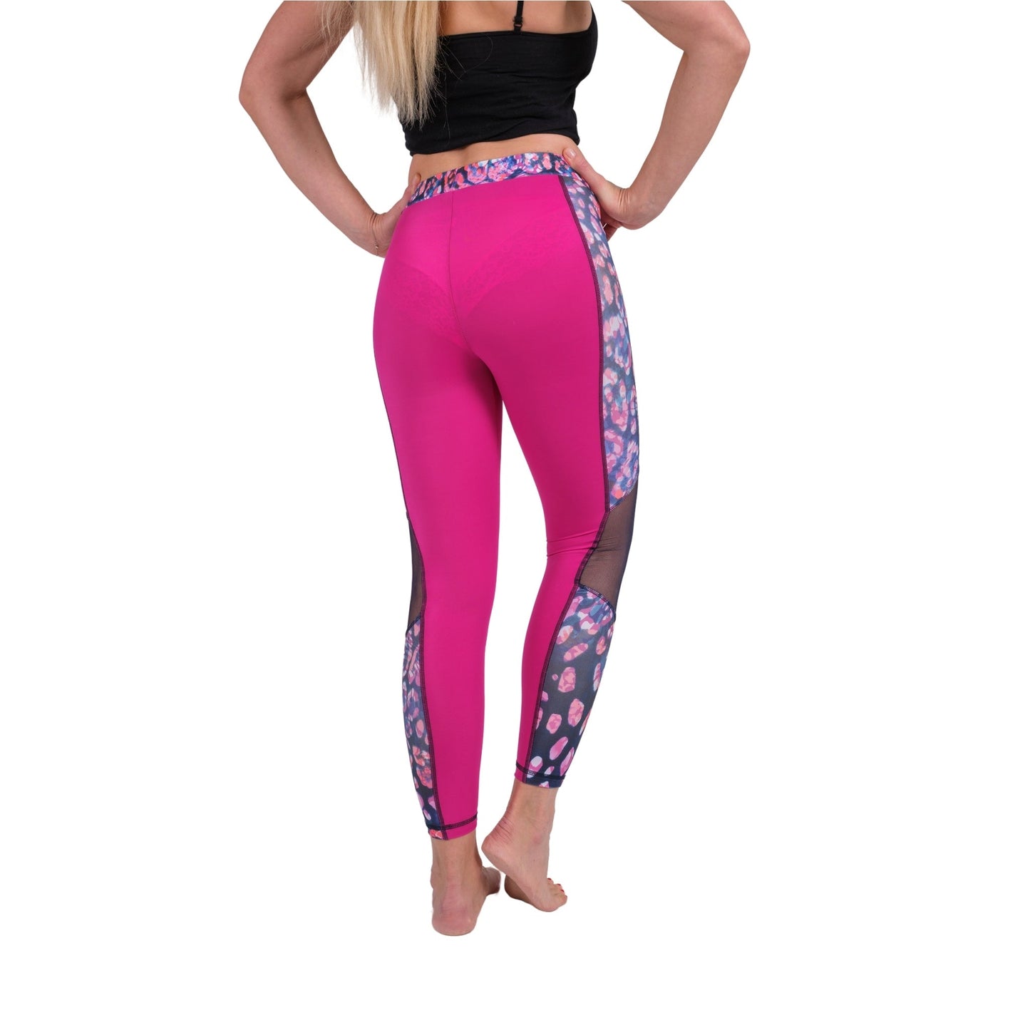 High Waist Leopard-Print Mesh Leggings – Women’s Athletic Stretch Fit Pants - Velora