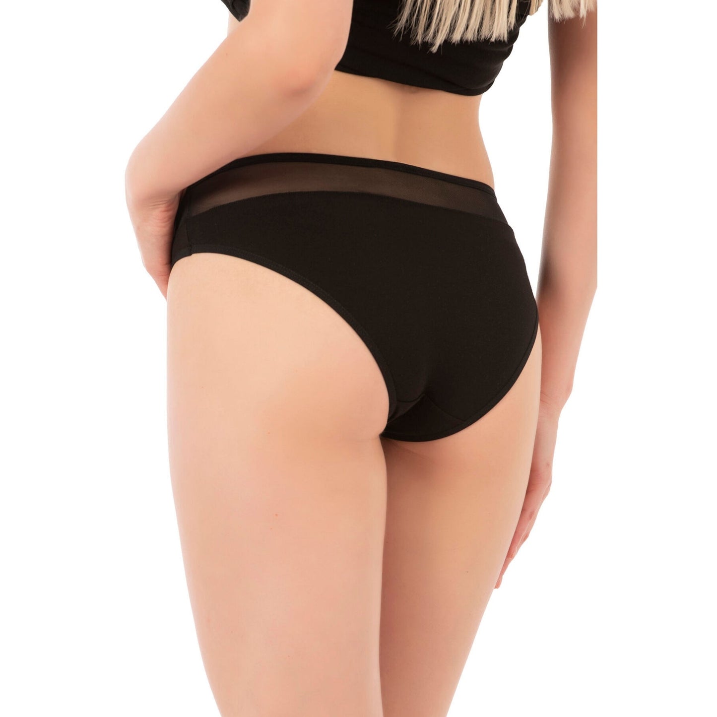 7-Pack Women’s Cotton Bikini Panties with Mesh Waist – Stretch Slip Brief Underwear Set - Velora
