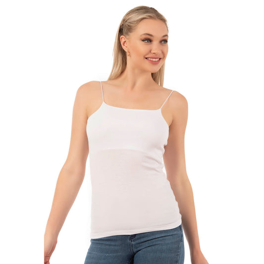 Women's Cotton-Modal Camisole Top – Soft Stretch Knit Tank with Thin Straps - Velora