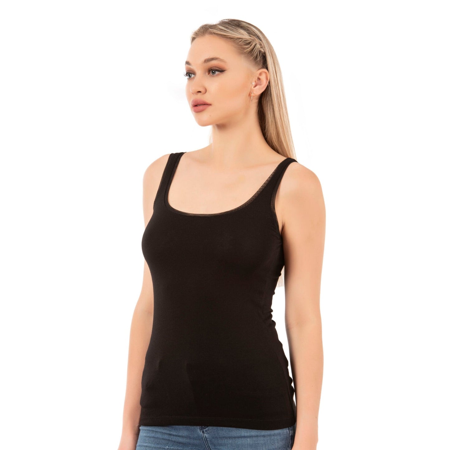 Women's Modal-Cotton Tank Top with Bias Trim – Breathable & Stretchy Everyday Essential - Velora