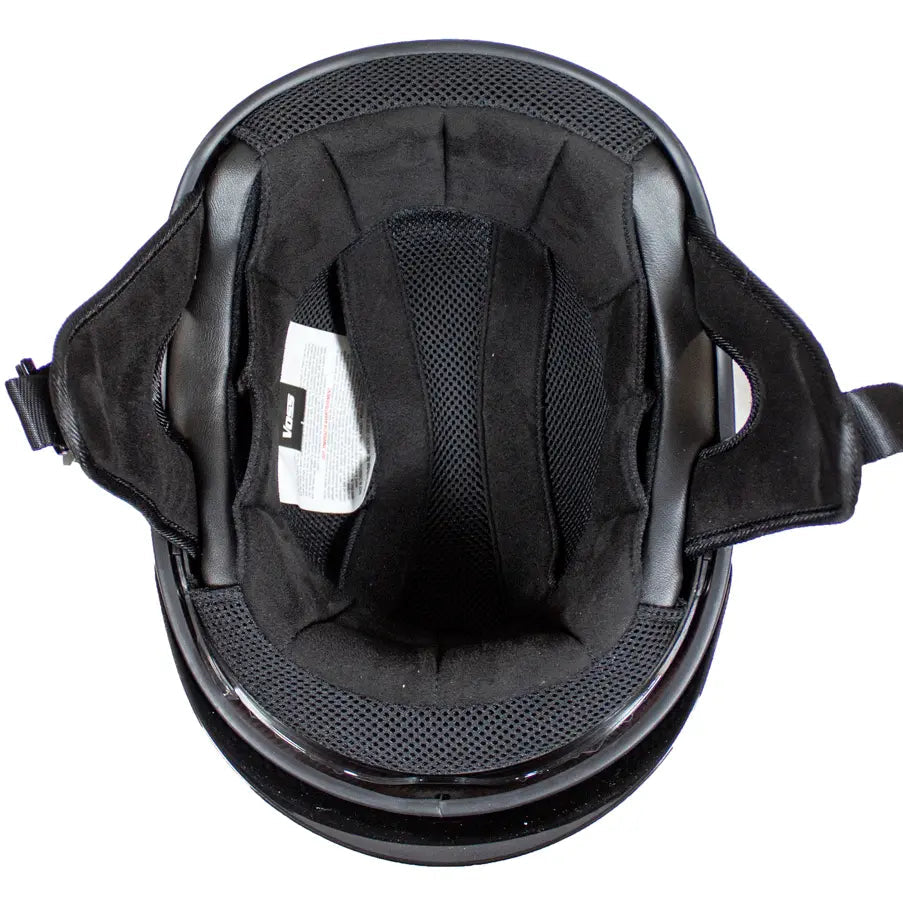 VOSS 707FRP Black Skull and Rose Half Helmet with Peak Boutique of Leathers/Open Road