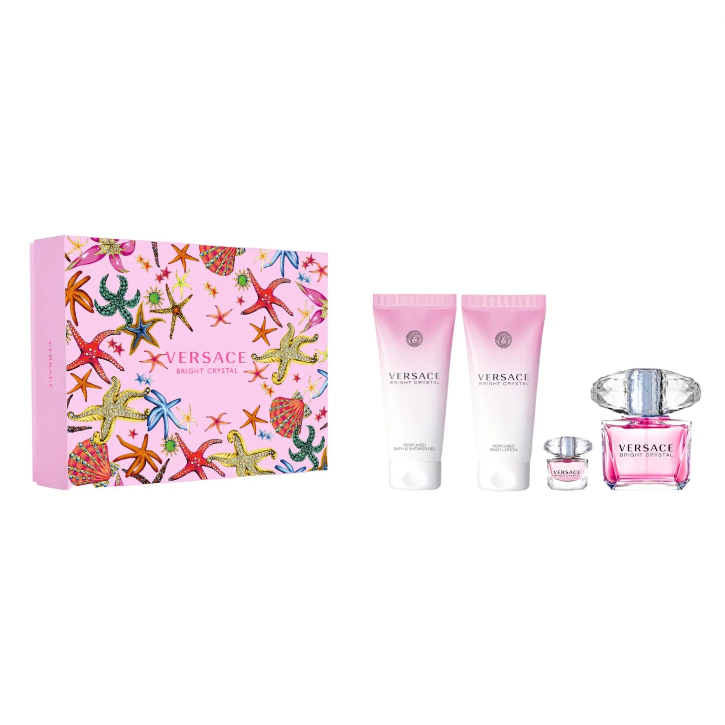 Versace Bright Crystal 4-Pieces Set for Women Floral Fruity Fragnance 9.59 Fl Oz - Velora Luxury Fashion