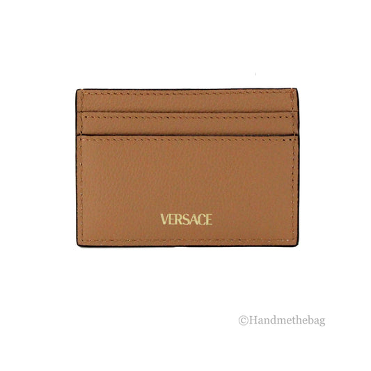 Versace Mini Medusa Brown Grainy Leather Card Case - Velora Luxury Fashion