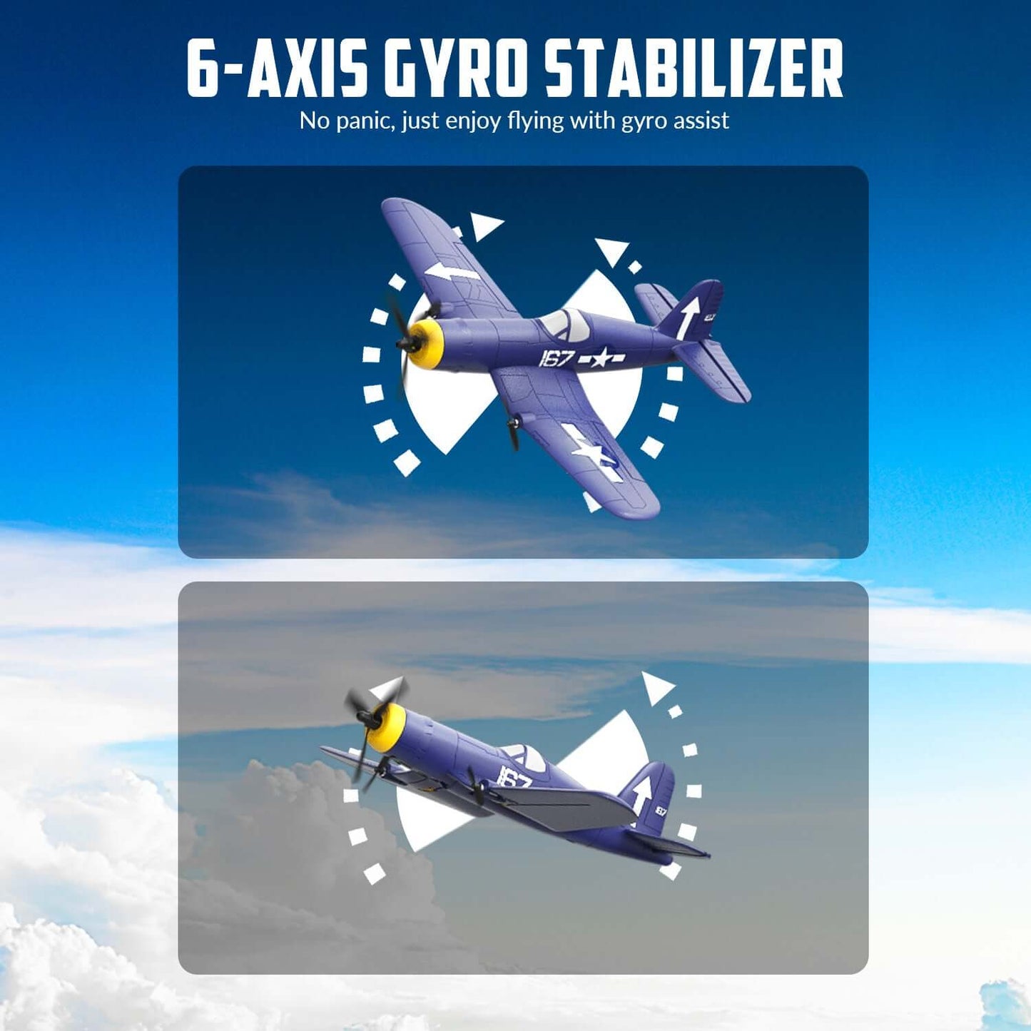 Volantex RC F4U Corsair 3CH RTF EPP Plane w/ Gyro 2.4GHz for Kids & Beginners - Velora Luxury Fashion