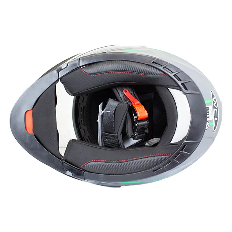 West Coast Leather Black and Green Leather Biker Helmet Boutique of Leathers/Open Road