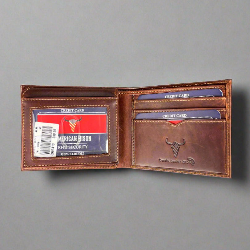 Men’s Bifold Flip-Up Cow Leather Wallet Boutique of Leathers/Open Road