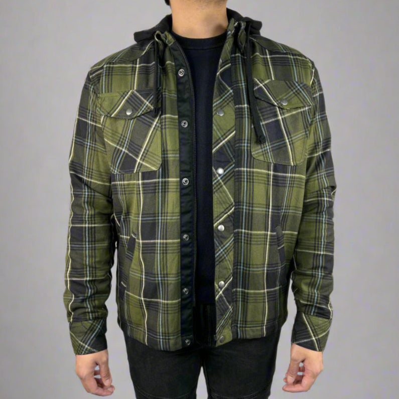 Men’s Armored Shirt with Removable Hoodie Boutique of Leathers/Open Road