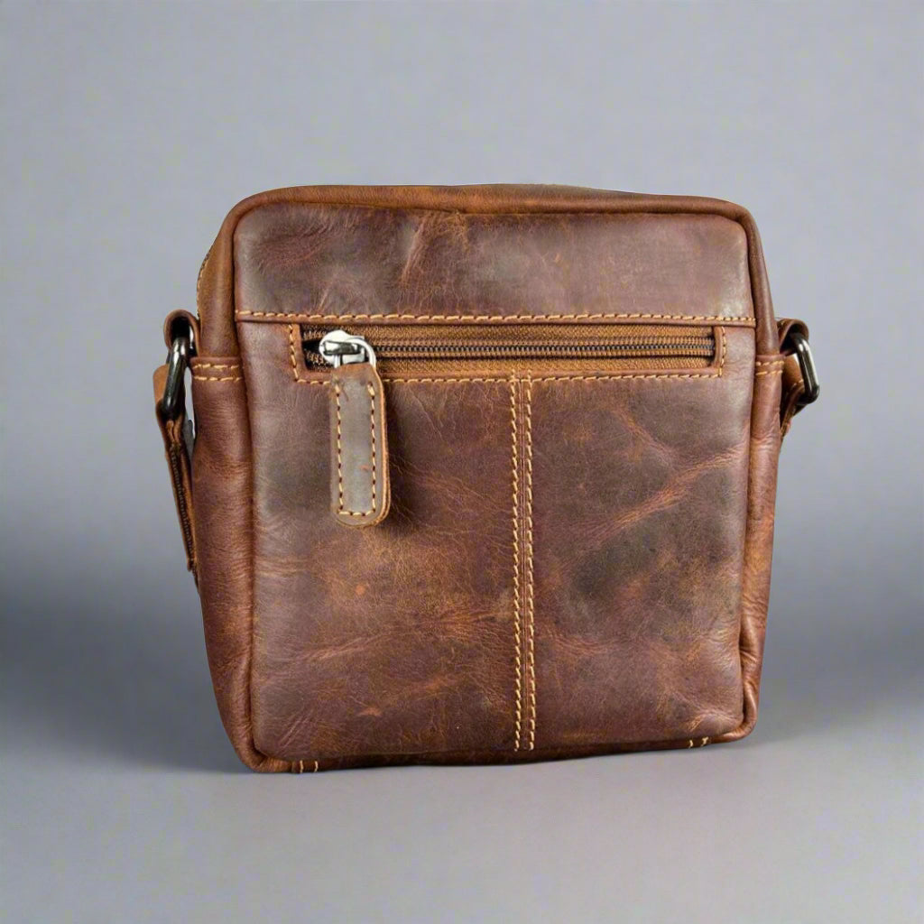 Greenwood Leather Mini-Messenger Bag. Compact Wax Pull-Up Leather Bag for Urban Adventures Boutique of Leathers/Open Road