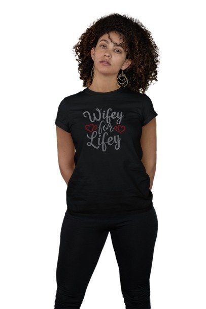 Wifey for Lifey Rhinestone Shirt – Newlywed Sparkle Bling Tee | Blingdazzel