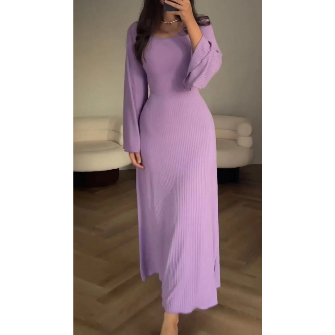 Women's Maxi Dress Black Acrylic Knit - Velora