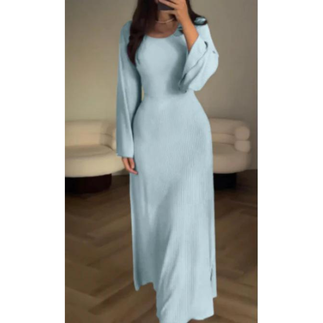 Women's Maxi Dress Black Acrylic Knit - Velora