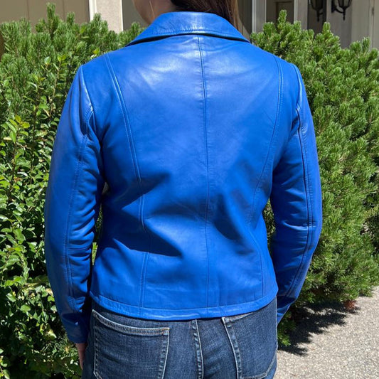 Women's Lamb Leather Blazer Jacket - Velora Luxury Fashion