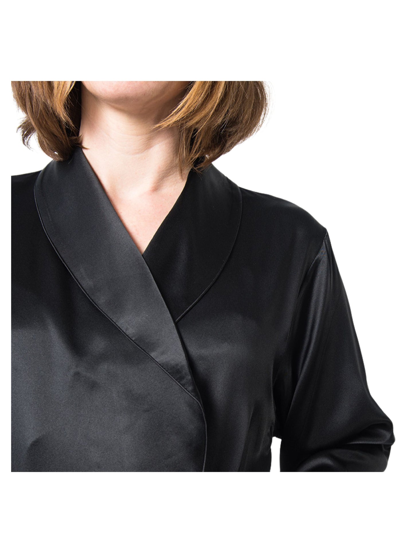 Women's Mulberry Silk Robe Black - Velora Luxury Fashion