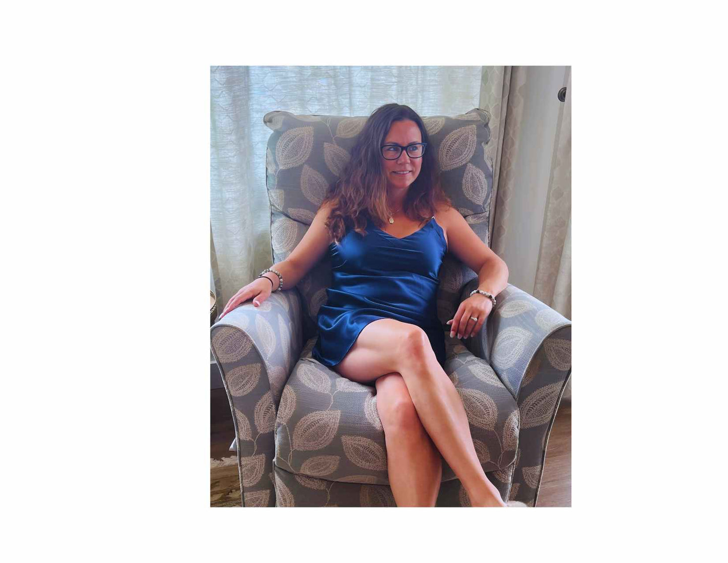 Women's Short Nightgown Mulberry Silk Navy - Velora Luxury Fashion