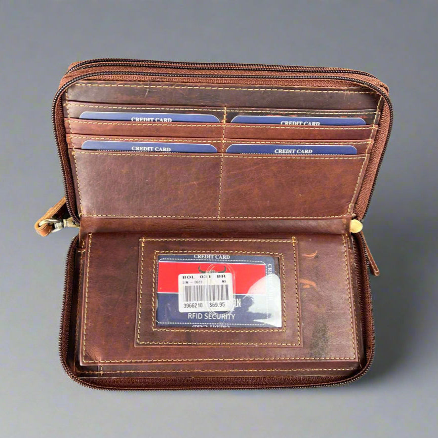Women's Zip-Around Clutch Wallet - Velora Luxury Fashion