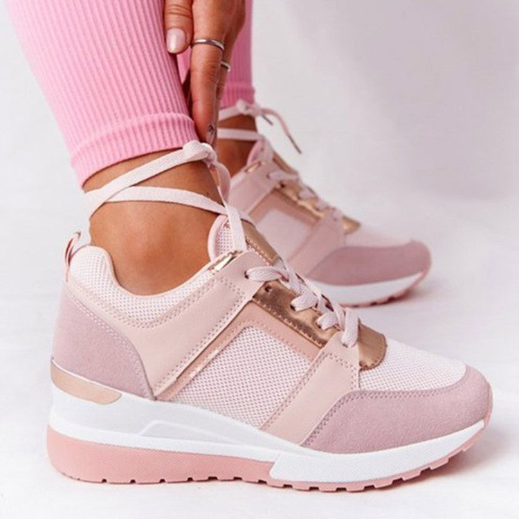 Women's Breathable Casual Sneakers with Platform Sole and Lace-Up Design - Velora