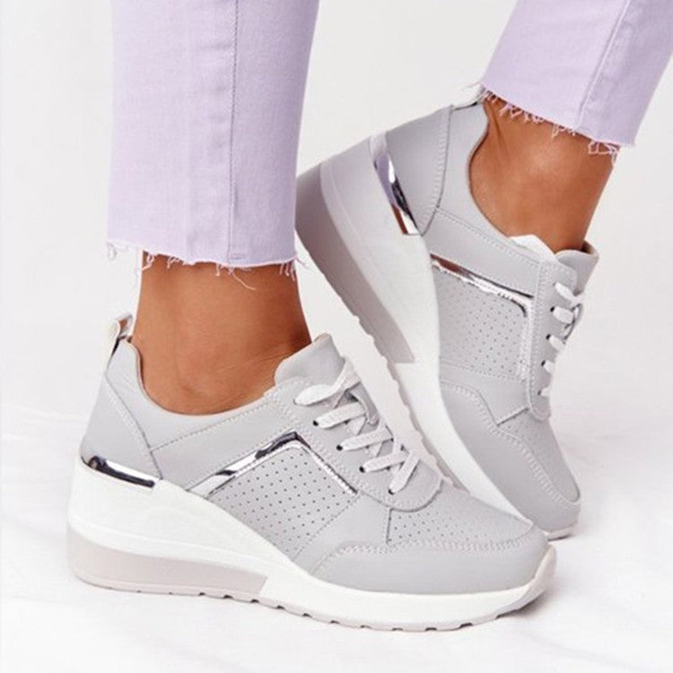 Women's Breathable Casual Sneakers with Platform Sole and Lace-Up Design - Velora