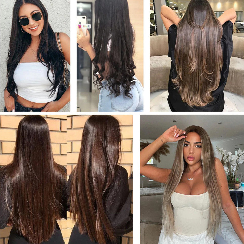 Women's Clip-In Hair Extensions Long Straight Curly High-Temperature Fiber - Velora