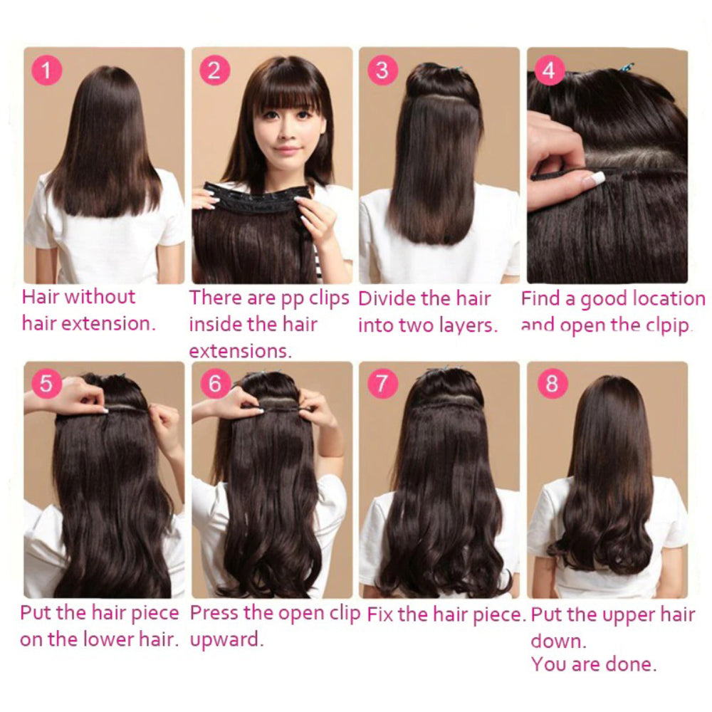Women's Clip-In Hair Extensions Long Straight Curly High-Temperature Fiber - Velora