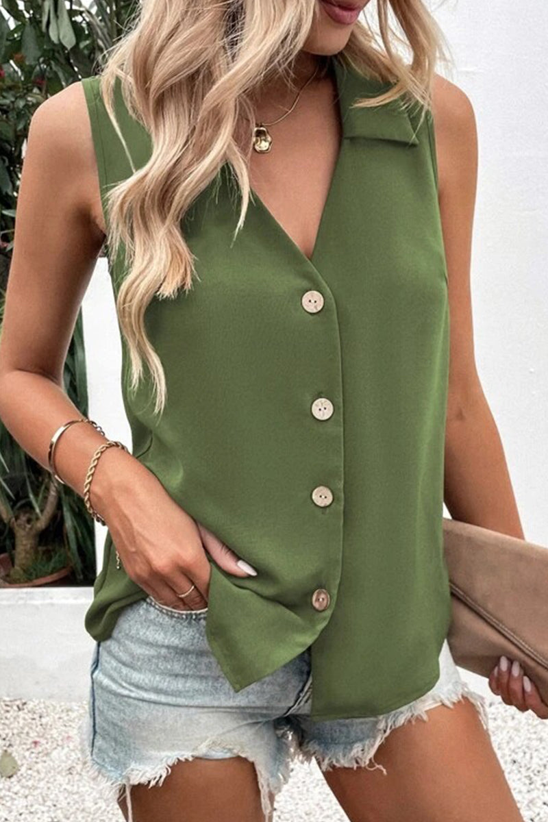 Women's V-Neck Button-Up Top – Elegant and Versatile Blouse for All Occasions - Velora