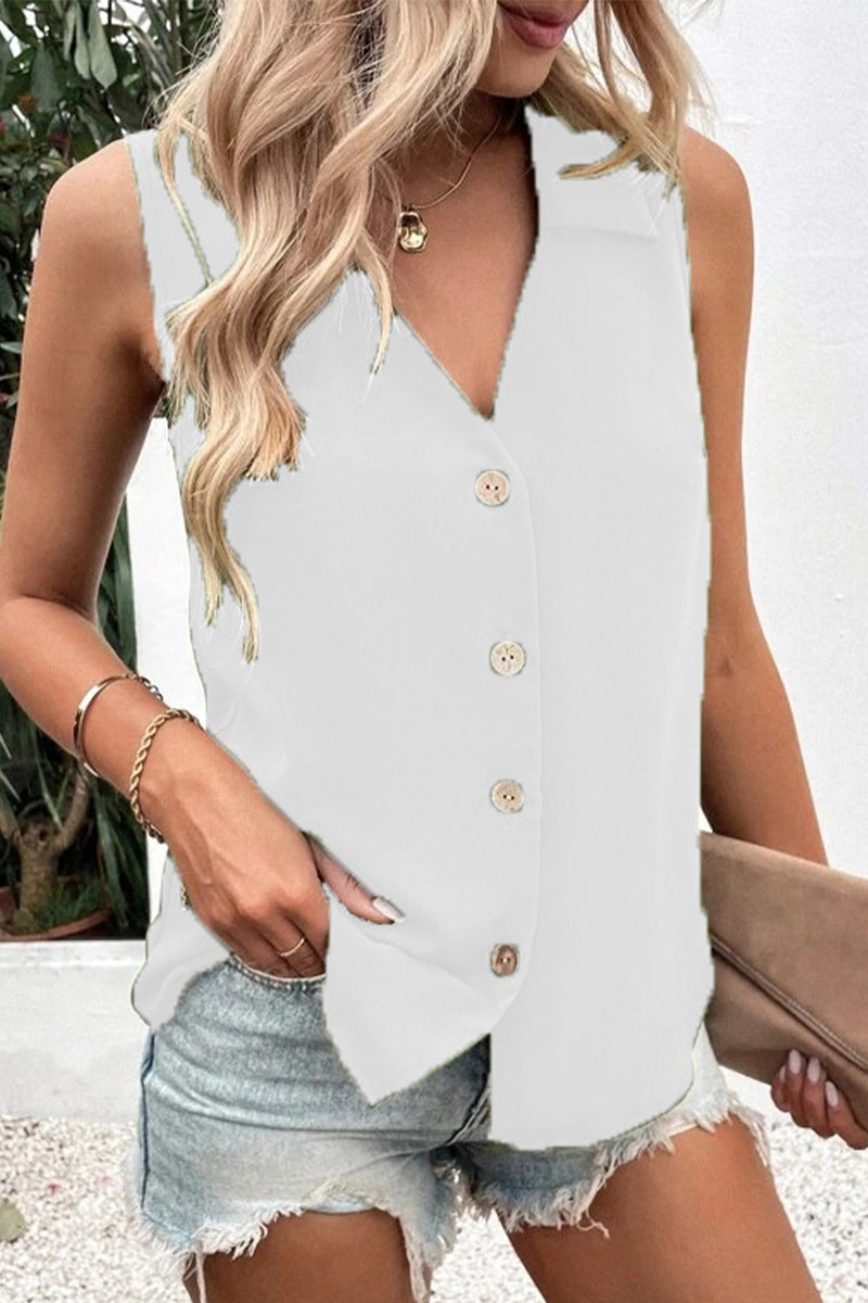 Women's V-Neck Button-Up Top – Elegant and Versatile Blouse for All Occasions - Velora
