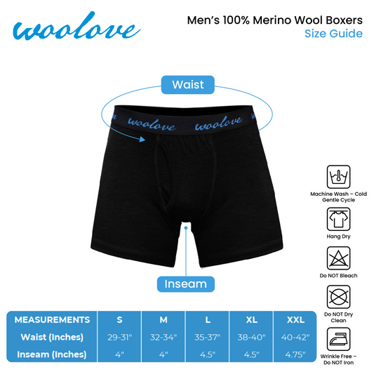Men's 100% Merino Wool Boxer Brief Underwear - Velora
