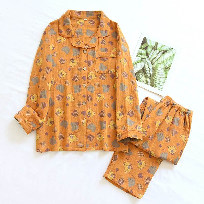 Woven Jacquard Lapel Pajamas Suit Loose EX-STOCK Canada