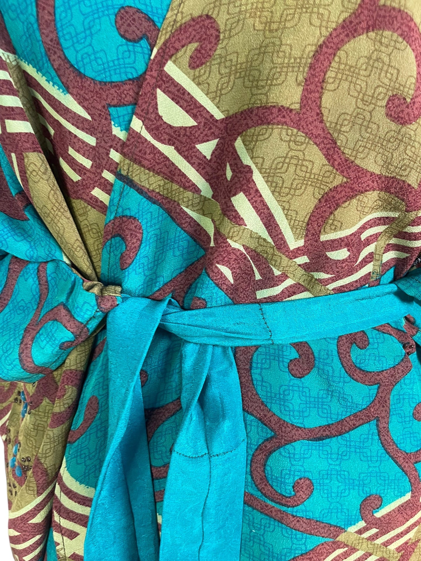 PRC5939 Avatar Pure Silk Kimono-Sleeved Jacket with Belt - Velora