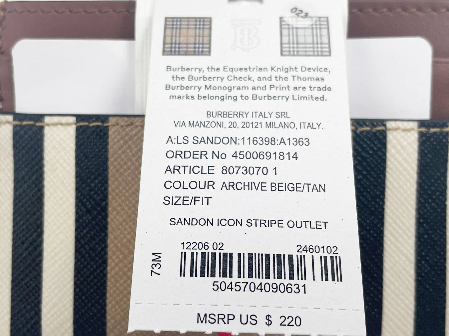 Burberry Sandon Check Leather Card Holder