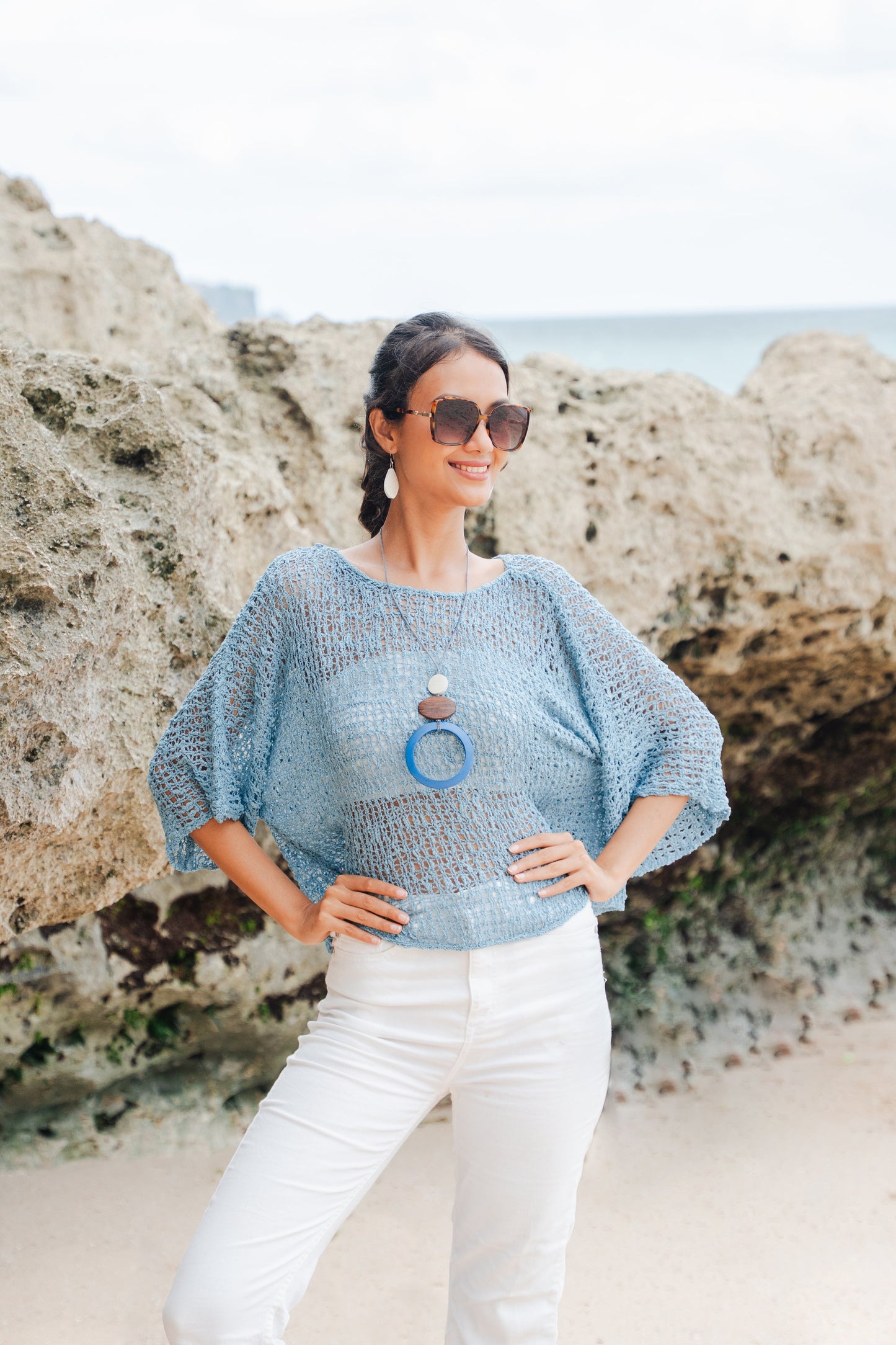 Short Sleeved Top - Sky Blue