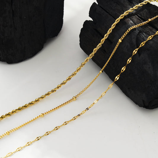 ZURI Triple Layer Mixed-Chain Necklace in Gold - Velora Luxury Fashion