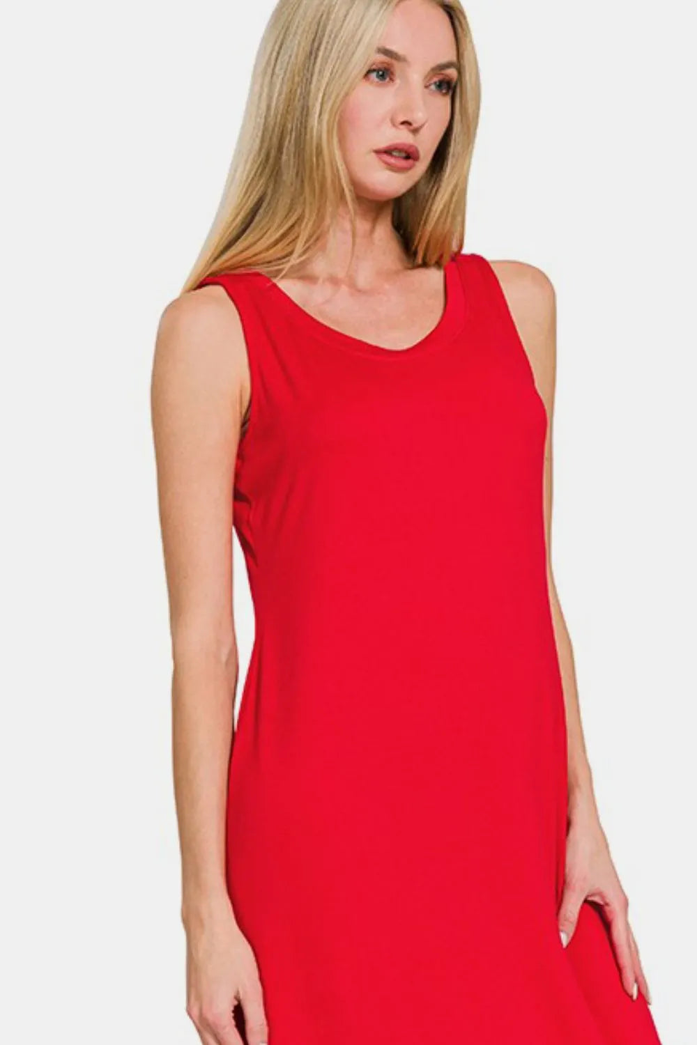 Zenana Scoop Neck Wide Strap Tank Dress - Velora Luxury Fashion