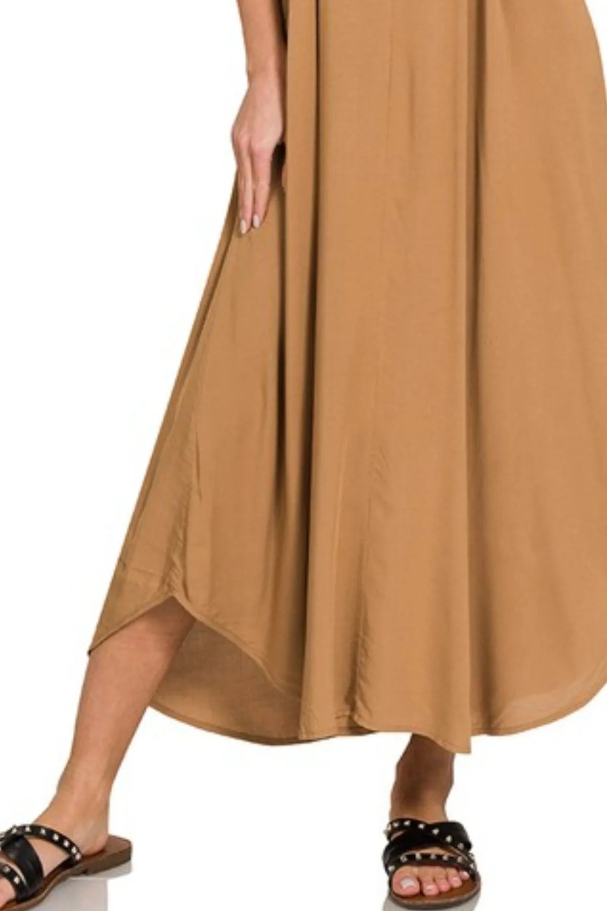 Zenana Woven Arc Hem Cami Dress With Flowy Pockets - Velora Luxury Fashion